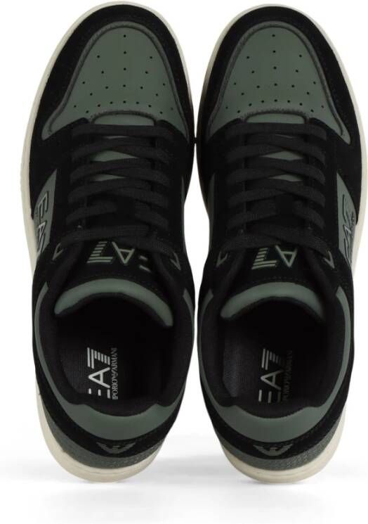 Emporio Armani EA7 Leren Sneakers met Logo Print Green Heren