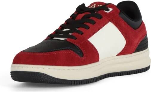 Emporio Armani EA7 Leren Sneakers met Logo Print Red Heren