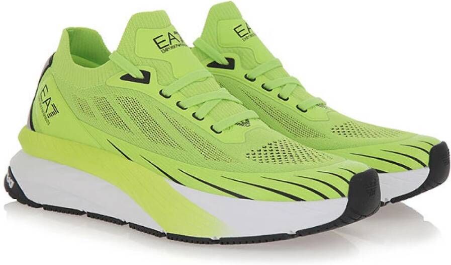 Emporio Armani EA7 Lime Sneakers Ss24 Ronde Neus Vetersluiting Green Heren