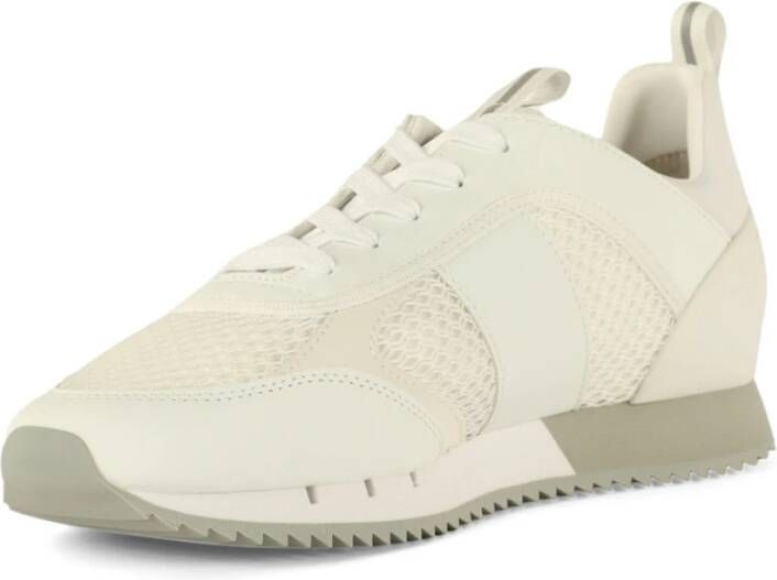 Emporio Armani EA7 Logo Print Sneakers van Eco Leer en Stof White Heren