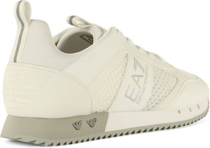 Emporio Armani EA7 Logo Print Sneakers van Eco Leer en Stof White Heren