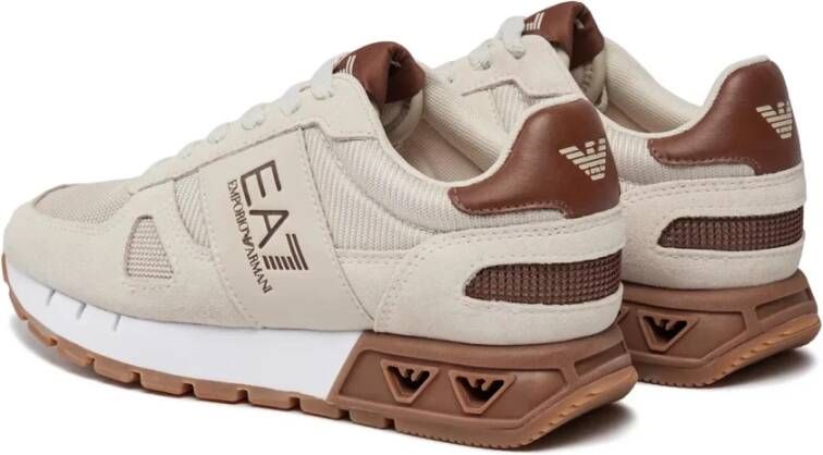 Emporio Armani EA7 Mesh en PU Leren Sneakers Beige Heren