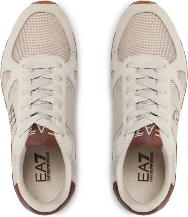 Emporio Armani EA7 Mesh en PU Leren Sneakers Beige Heren