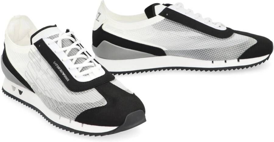 Emporio Armani EA7 Mesh lage sneakers met kleurcontrast White Heren