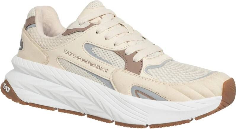 Emporio Armani EA7 Multikleur Vetersluiting Sneakers Beige Heren