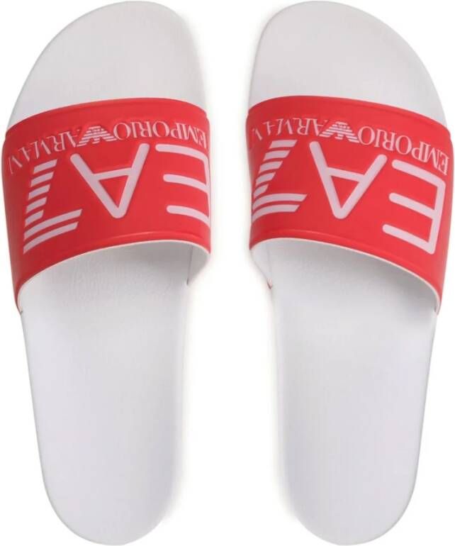 Emporio Armani EA7 Rode PVC Logo Muiltjes Platte Schoenen Red Heren