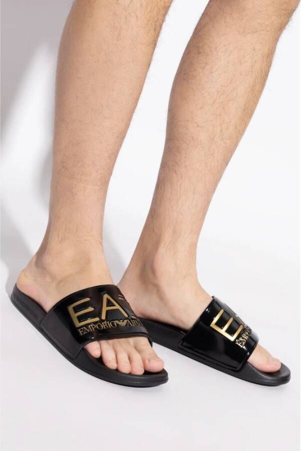 Emporio Armani EA7 Rubberen slides Black Heren