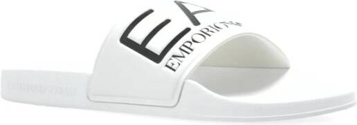 Emporio Armani EA7 Rubberen slides met logo White Heren