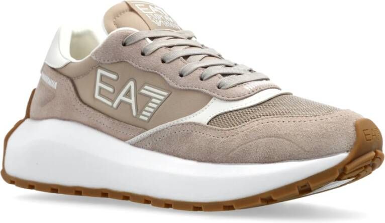 Emporio Armani EA7 Sneakers met logo Beige Dames