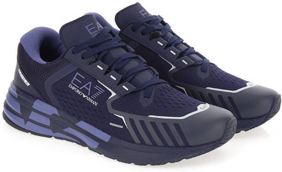 Emporio Armani EA7 Blauw Marine Sneakers Ronde Neus Mesh Blue Heren