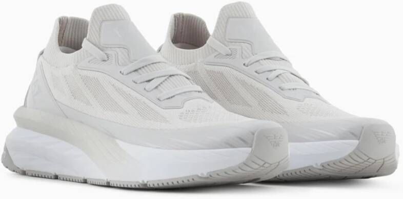 Emporio Armani EA7 Sportieve Vetersneakers met Logo White Heren