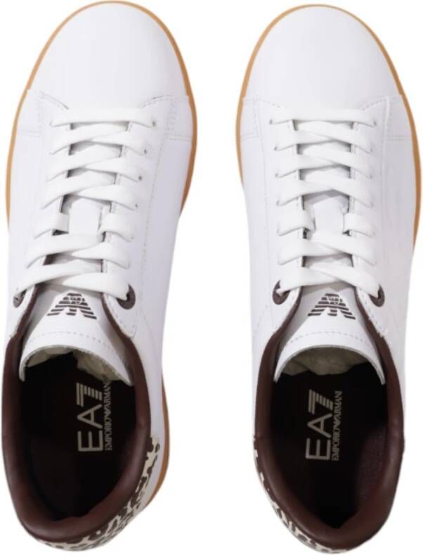 Emporio Armani EA7 Verhoogd Logo Dames Leren Schoenen Beige Dames