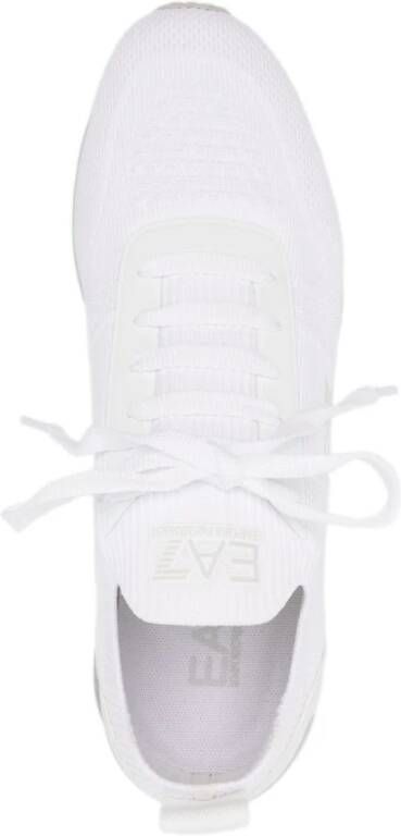 Emporio Armani EA7 Witte Gebreide Sneakers Logo Detail White Heren