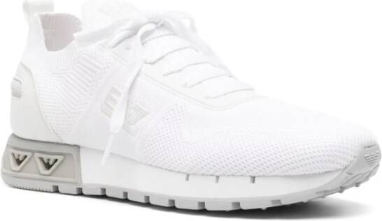 Emporio Armani EA7 Witte Gebreide Sneakers Logo Detail White Heren