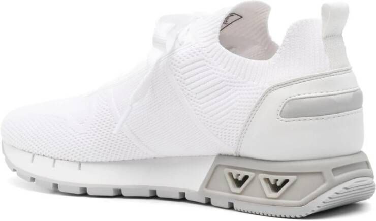 Emporio Armani EA7 Witte Gebreide Sneakers Logo Detail White Heren