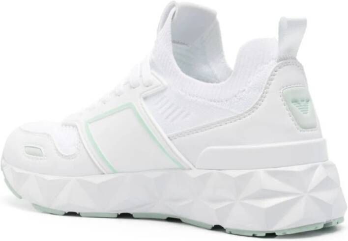 Emporio Armani EA7 Witte Gebreide Sneakers White Dames