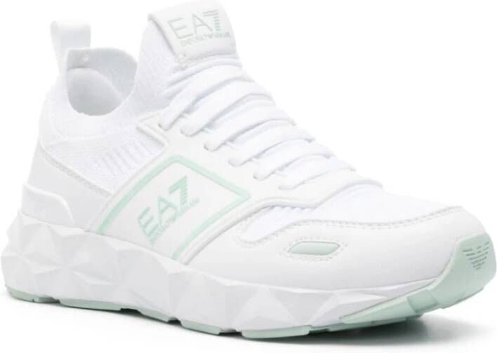 Emporio Armani EA7 Witte Gebreide Sneakers White Dames