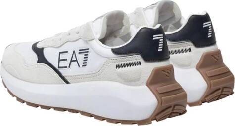 Emporio Armani EA7 Witte Leren Sneakers Minimalistische Stijl White Heren