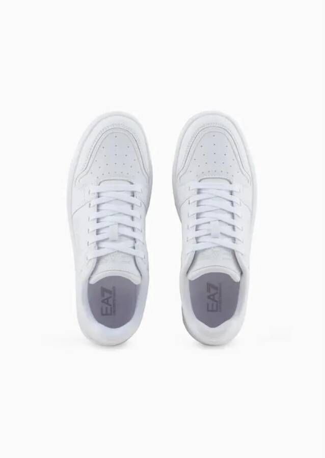 Emporio Armani EA7 Witte Sneakers Ronde Neus Vetersluiting White Heren