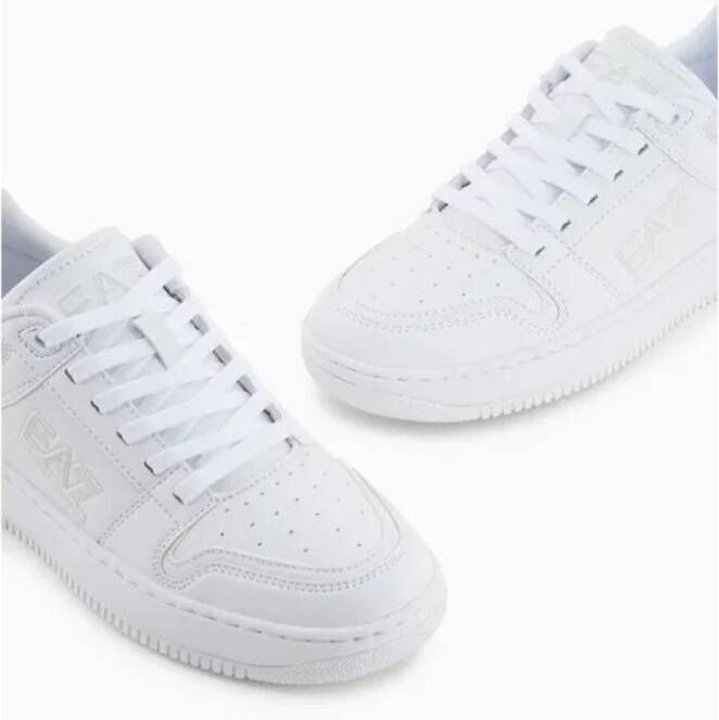 Emporio Armani EA7 Witte Sneakers Ronde Neus Vetersluiting White Heren