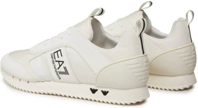 Emporio Armani EA7 Witte textiel en PU leren sneakers White Heren