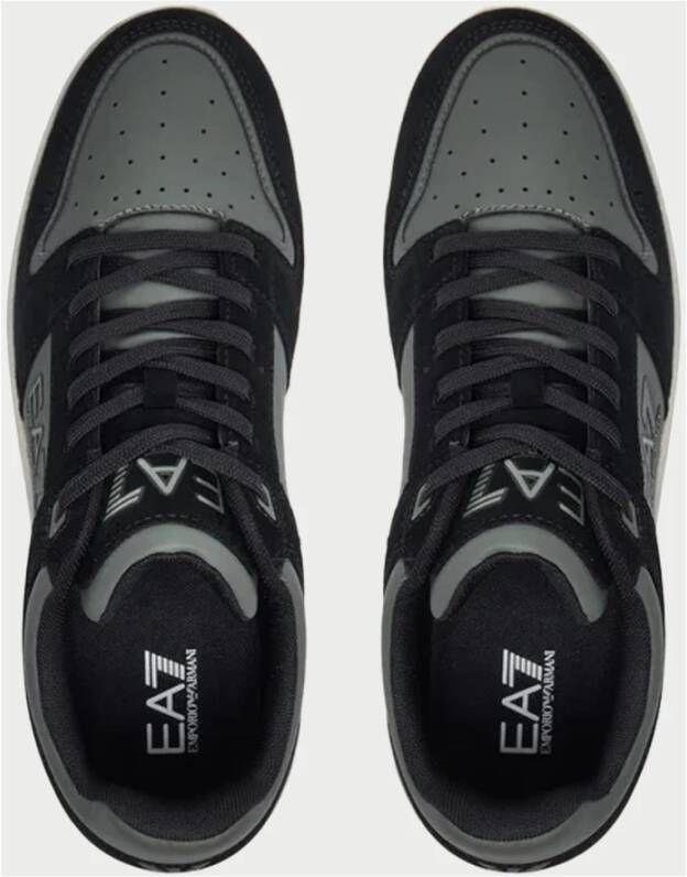 Emporio Armani EA7 Zwarte leren sneakers met zijlogo Black Heren