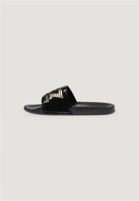 Emporio Armani EA7 Zwarte PVC Slippers voor Casual Comfort Black Heren