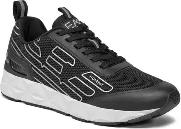 Emporio Armani EA7 Zwarte Sneakers met Adelaarsprint Black Heren