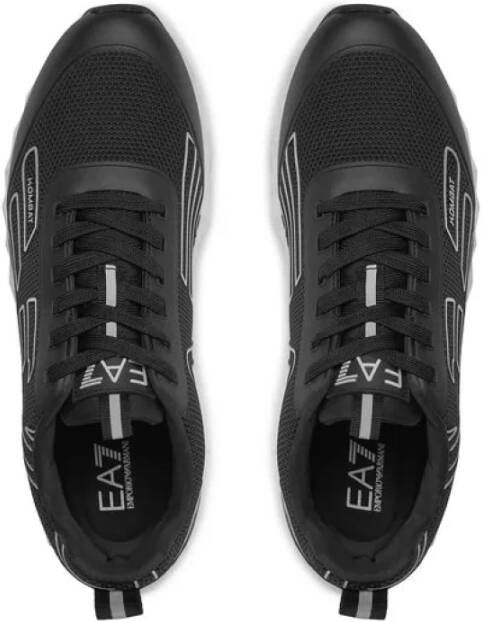 Emporio Armani EA7 Zwarte Sneakers met Adelaarsprint Black Heren