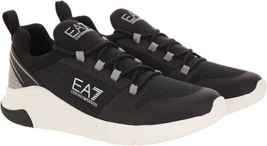 Emporio Armani EA7 Zwarte Sneakers Ronde Neus Rubberen Zool Black Heren