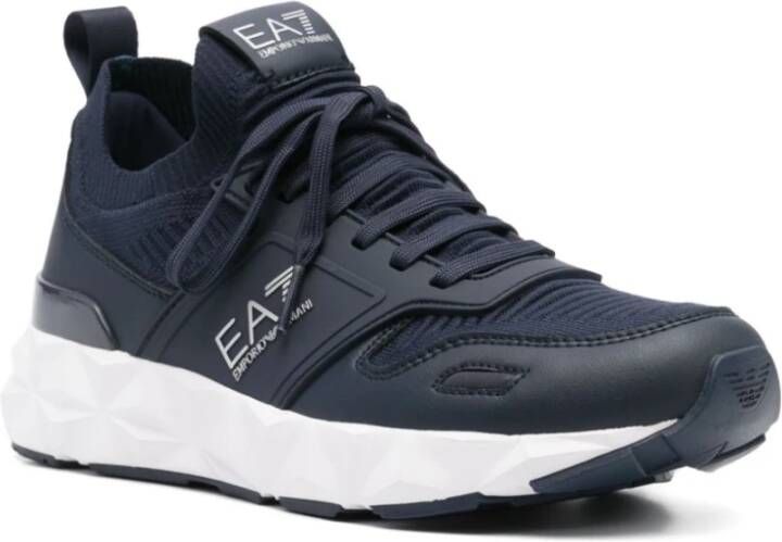 Emporio Armani EA7 Zwarte Sneakers Met Oversized Rubberen Zool Black Heren