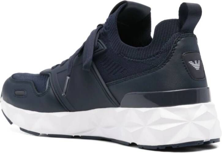 Emporio Armani EA7 Zwarte Sneakers Met Oversized Rubberen Zool Black Heren