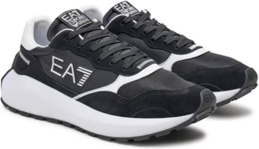 Emporio Armani EA7 Zwarte Sneakers met Versterkte Hiel Black Heren