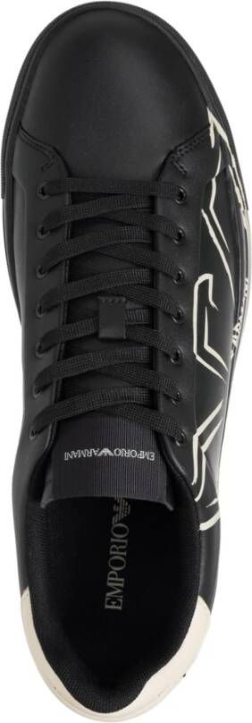 Emporio Armani Eenvoudige Vetersneakers Black Heren