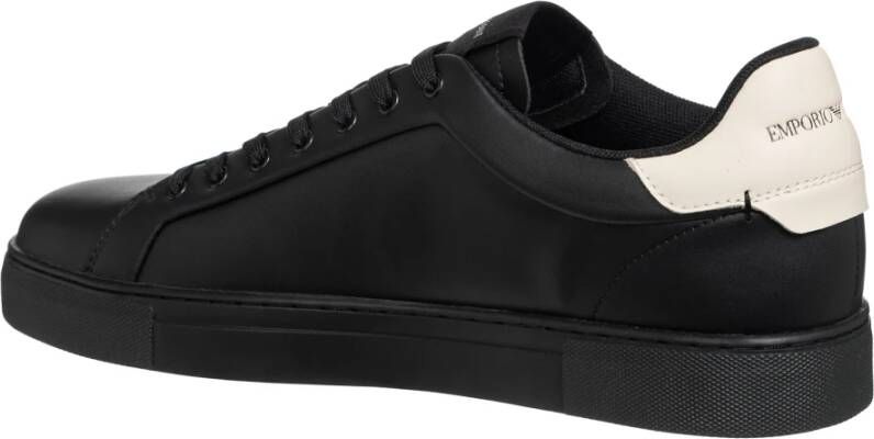 Emporio Armani Eenvoudige Vetersneakers Black Heren