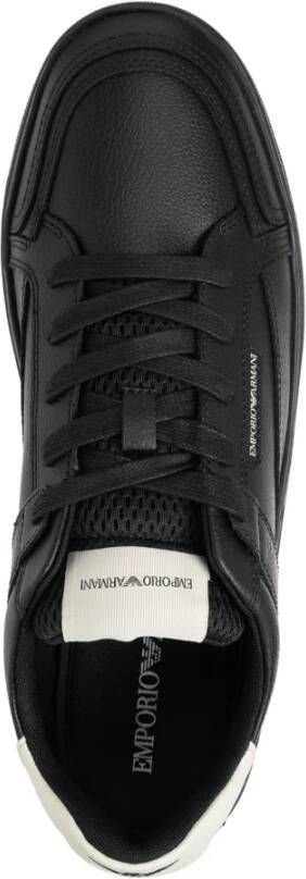 Emporio Armani Eenvoudige Vetersneakers Black Heren