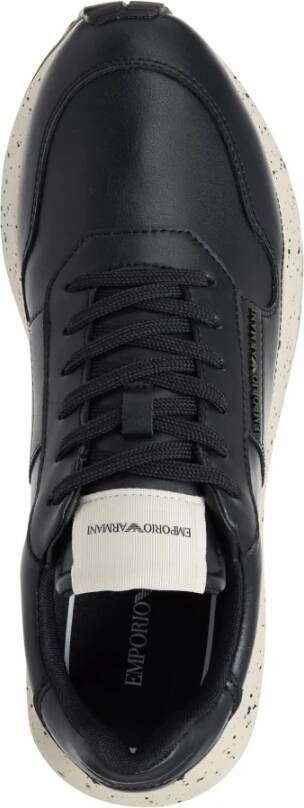 Emporio Armani Eenvoudige Vetersneakers Blue Heren