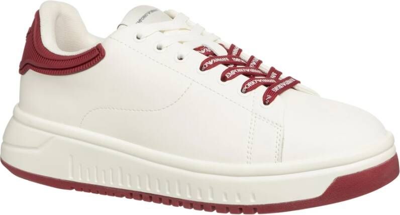 Emporio Armani Eenvoudige Vetersneakers White Dames