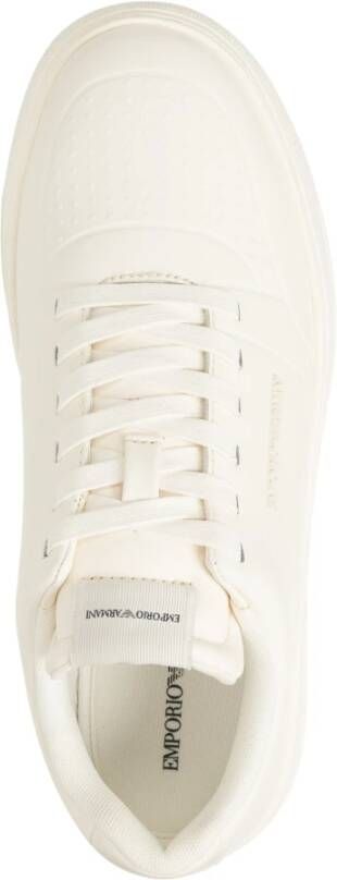 Emporio Armani Eenvoudige Vetersneakers White Dames