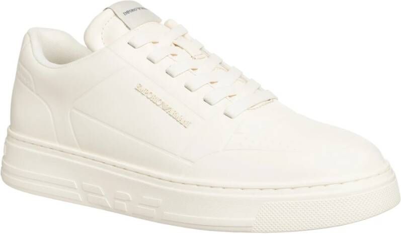 Emporio Armani Eenvoudige Vetersneakers White Dames