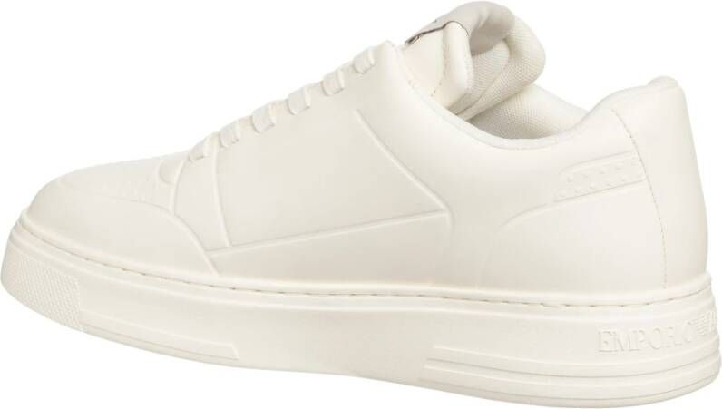 Emporio Armani Eenvoudige Vetersneakers White Dames