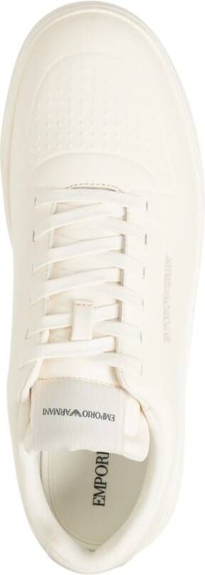 Emporio Armani Eenvoudige Vetersneakers White Heren