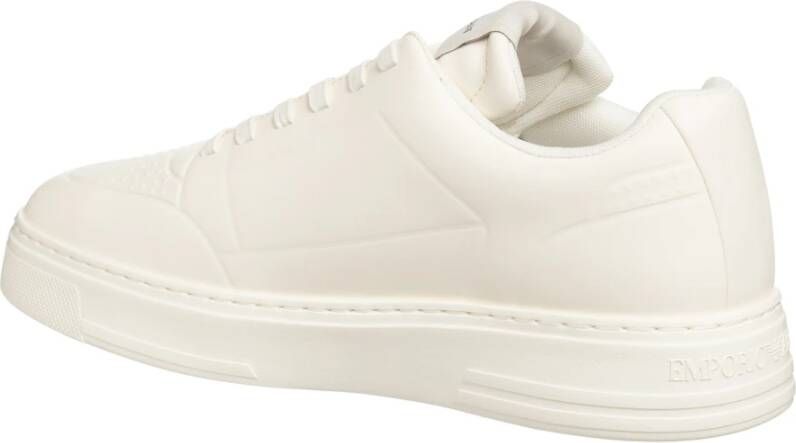 Emporio Armani Eenvoudige Vetersneakers White Heren