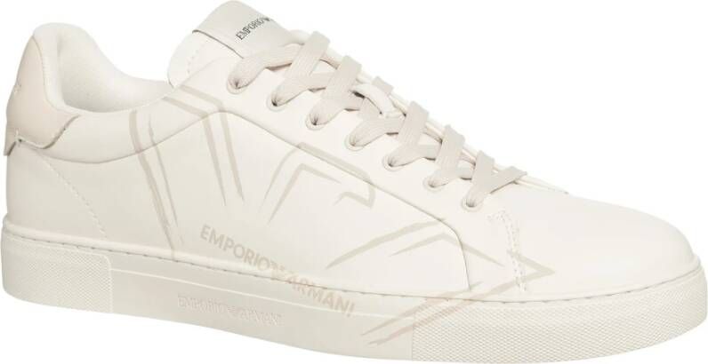 Emporio Armani Eenvoudige Vetersneakers White Heren