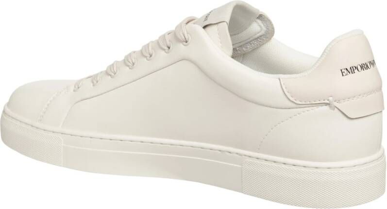 Emporio Armani Eenvoudige Vetersneakers White Heren