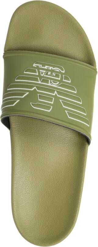 Emporio Armani Effen Slides voor Stijlvol Comfort Green Heren