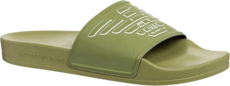 Emporio Armani Effen Slides voor Stijlvol Comfort Green Heren