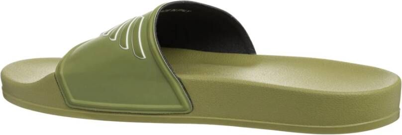 Emporio Armani Effen Slides voor Stijlvol Comfort Green Heren