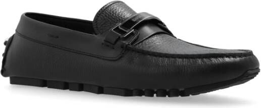 Emporio Armani Leren Loafers Black Heren