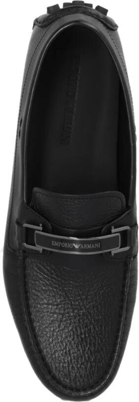 Emporio Armani Leren Loafers Black Heren